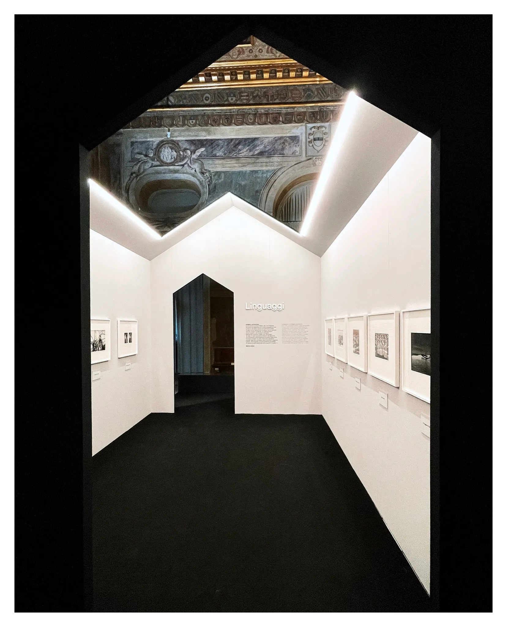 Portal framing the ceiling fresco – Mimmo Jodice. L'enigma della luce, Castello di Udine, 2025