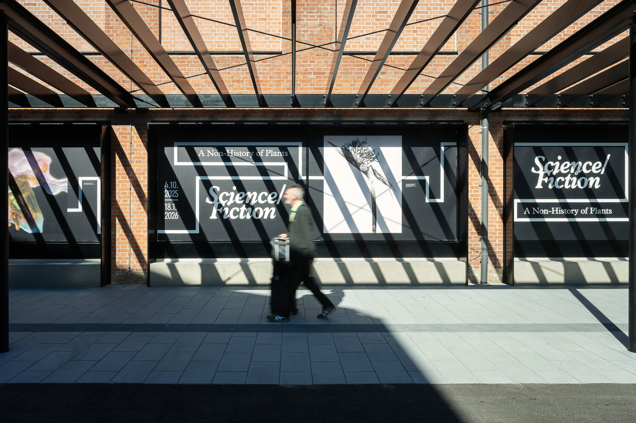 Pergola with exhibition poster – FOTO WIEN at Foto Arsenal Wien, October 2025