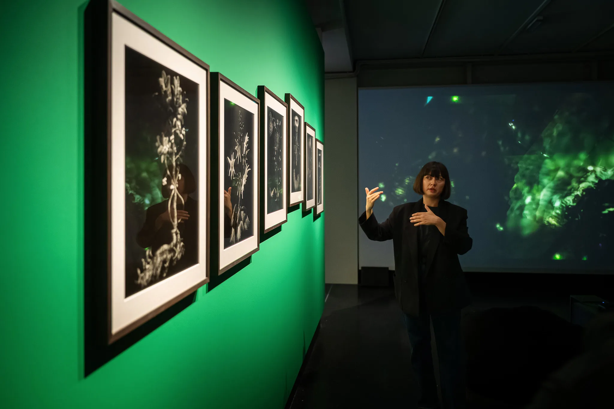 Green room with large prints – FOTO WIEN at Foto Arsenal Wien, October 2025