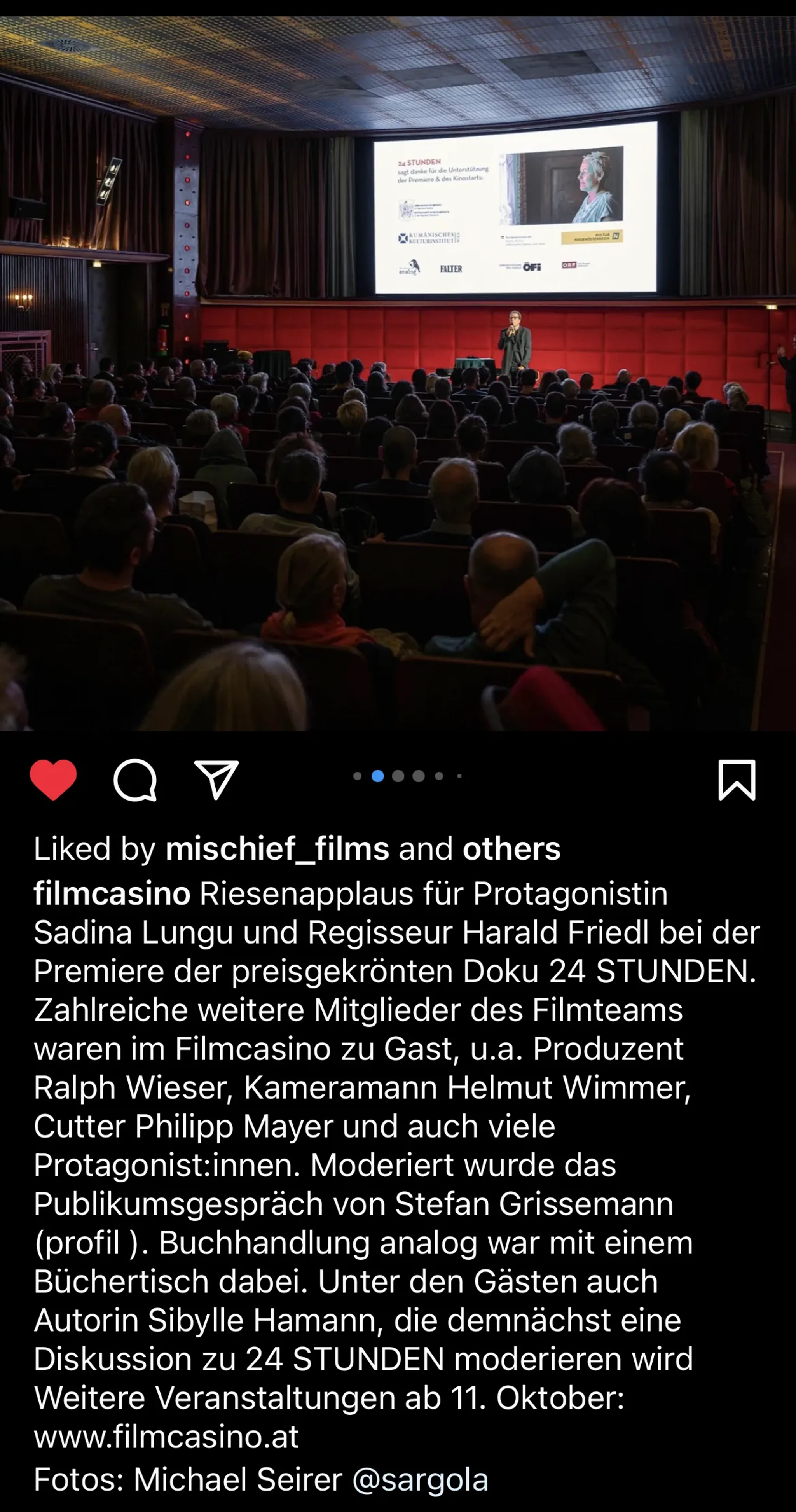 Filmcasino Wien, Oktober 2024: Premiere von „24 Stunden“ – fünf Bilder aus dem Shooting, „Fotos: Michael Seirer @sargola“.
